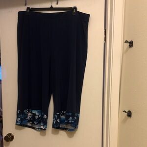 CJ Banks Navy Capris with Floral Trim